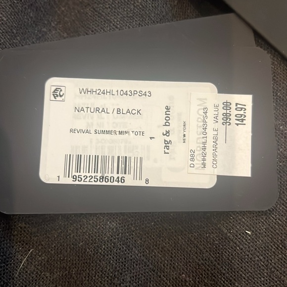 RAG & BONE Beige & Tan Revival Summer Raffia City Tote in natural/black - Picture 7 of 8